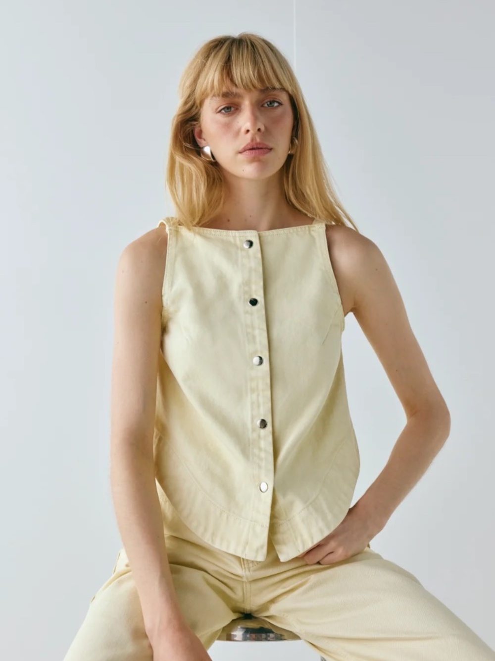 VRG GRL Drew Denim Top Yellow Butter